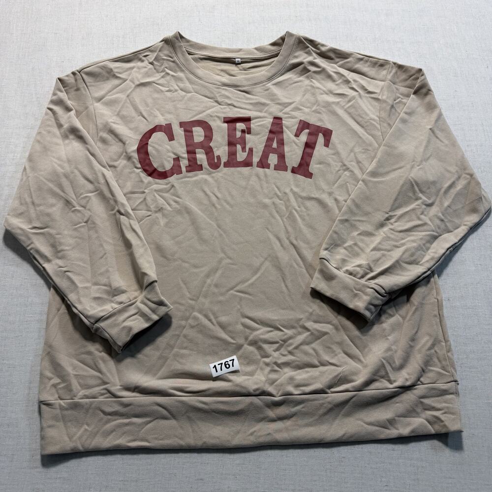 Crowneck Long Sleeve Sweatshirt Women‎ Sz XL Tan Pre-Owned